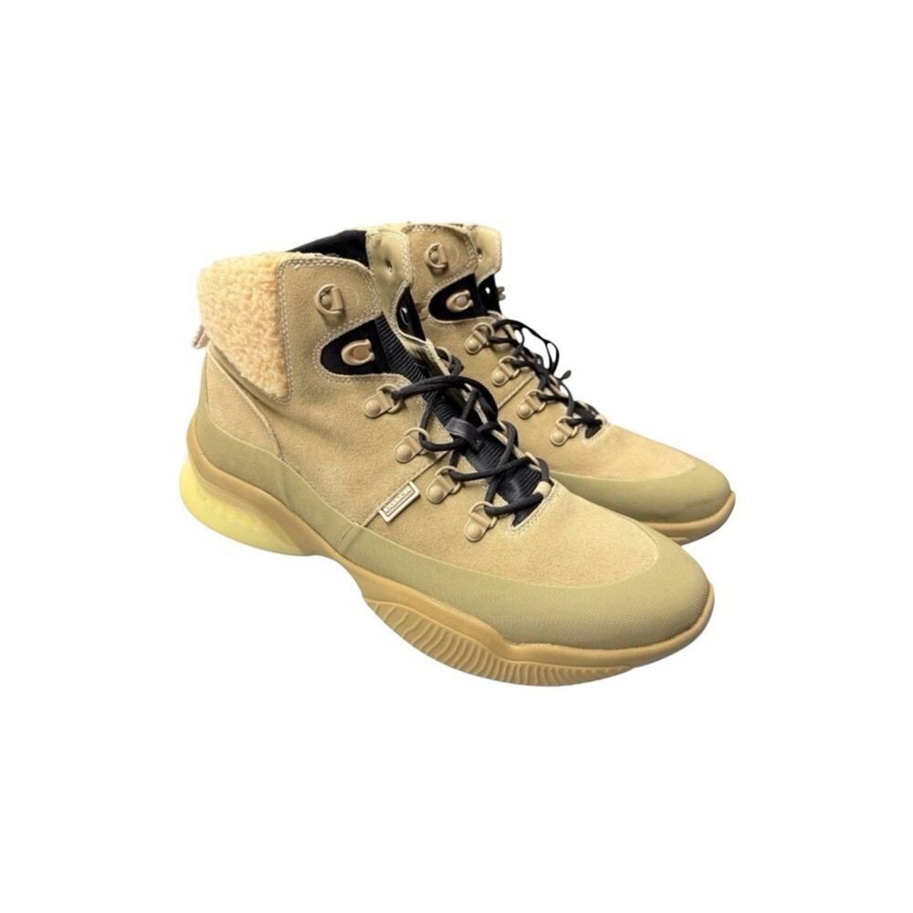 Coach Citysole Hiker Boots Sherpa Oat Black Suede Leather.Sz 12D. Mens. NWOT